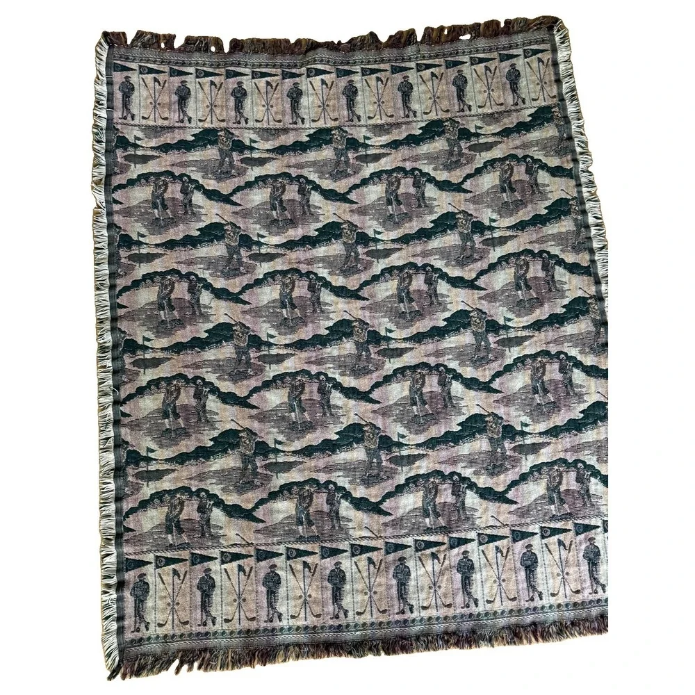 Goodwin Weavers Old Fashioned Golf Tapestry Throw Blanket 51